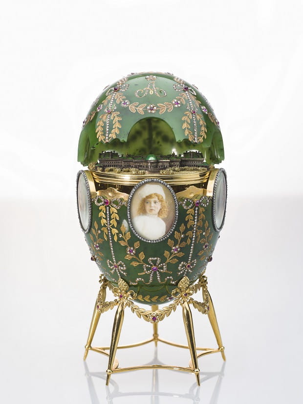 Fabergé, Alexander Palace Egg, 1908, gold, silver, precious stones, glass, wood, velvet, and bone ©Moscow, Kremlin Museums